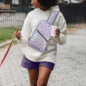 Crossbody shoulder puffer backpack